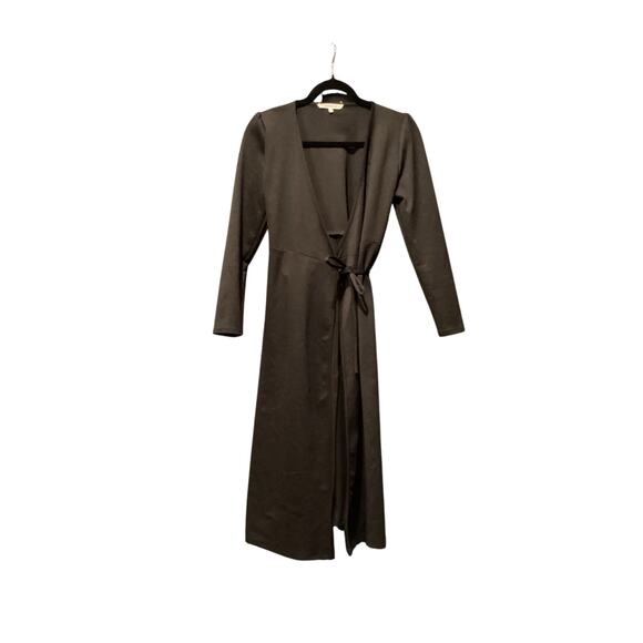 Emerson Fry Ballet wrap midi knee length long sleeve fall Dress Black Ponte XXS - Picture 2 of 11